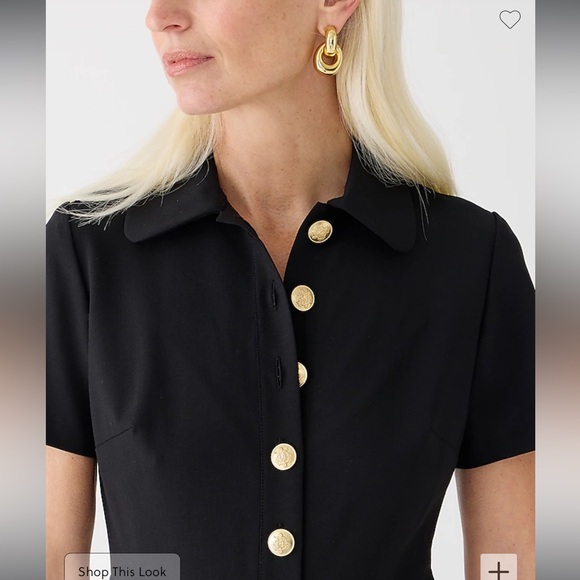 NWT J.Crew Collared Sheath Dress in Bi-Stretch Wool Blend in Black - Picture 3 of 6